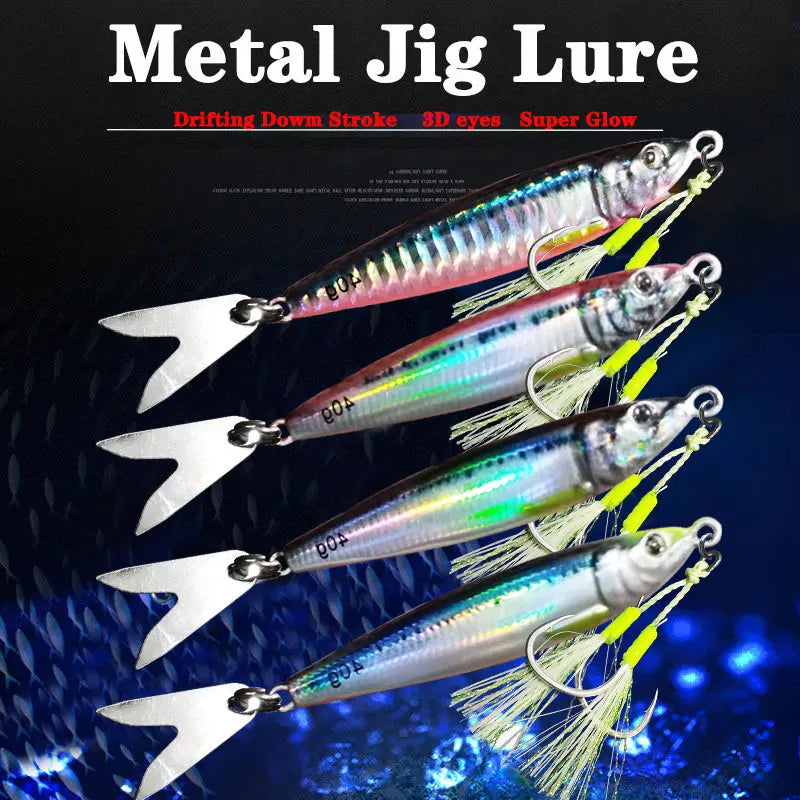 AS Slow Jig UV Glow Metal Lure – 3D Print Sinking Jigging Bait (40g–80g)