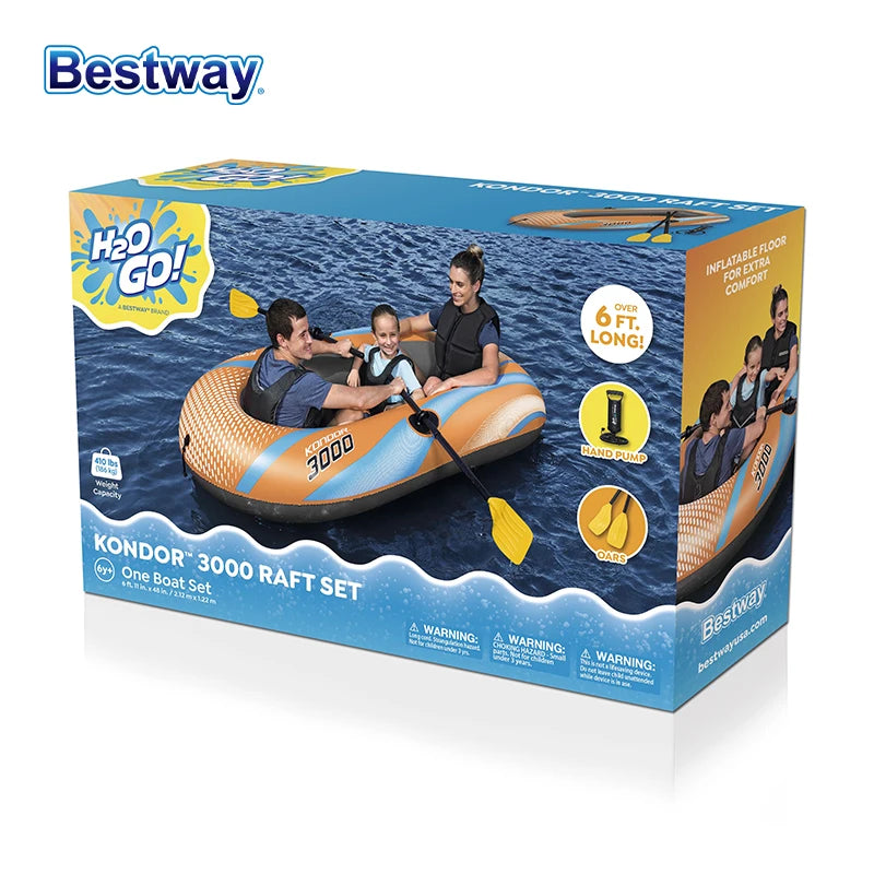 Bestway Inflatable Kayak (1–3 Person) – Heavy Duty PVC Raft for Adventure & Rafting