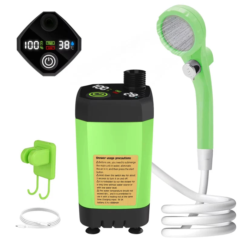 Portable Camping Shower Pump Kit with Digital Display