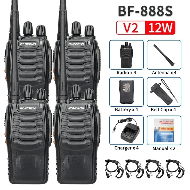 2/4PCS Baofeng BF-888S V2 Walkie Talkies – UHF Dual Band, Long Range Two-Way Radios