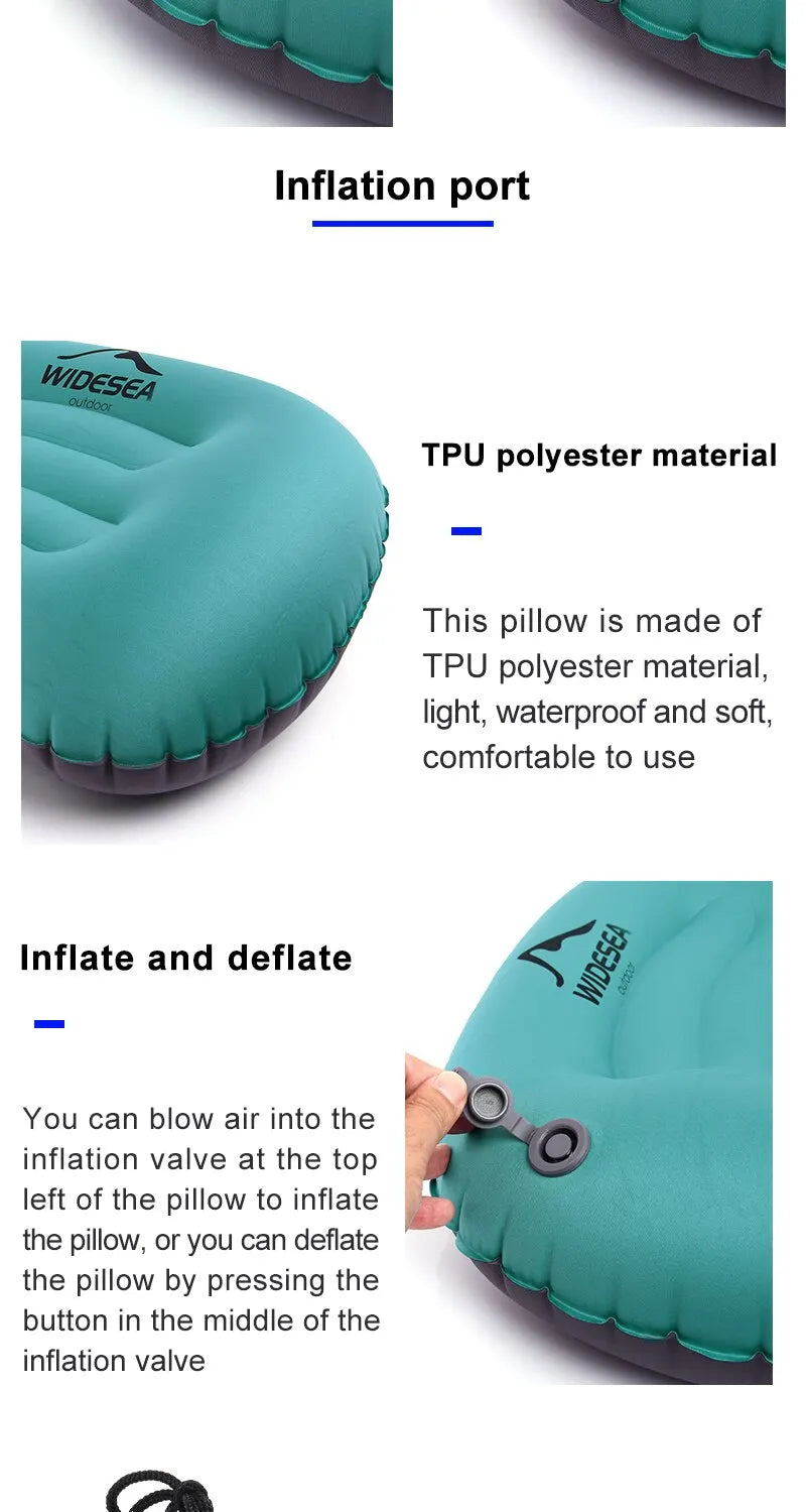 Widesea Portable Inflatable Camping Pillow – Compact Folding Air Cushion