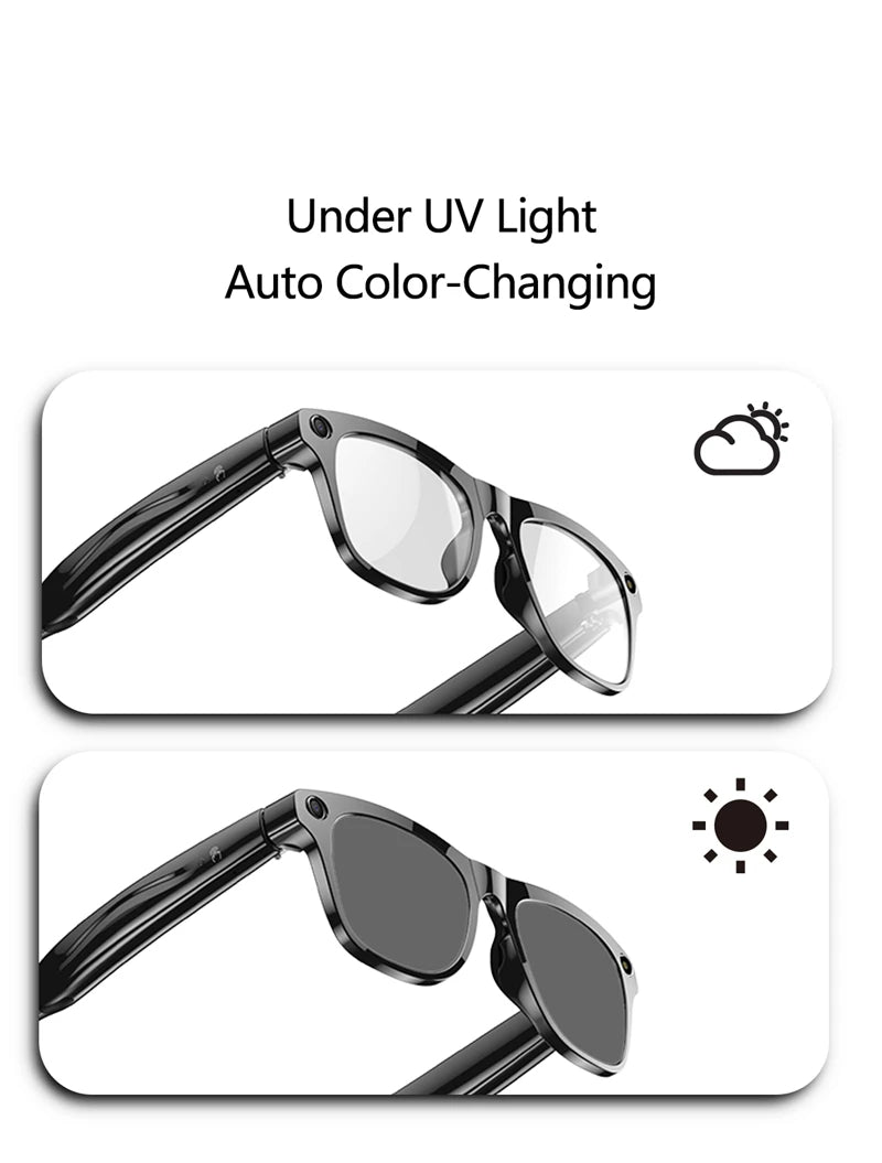 2026 4K AI Smart Glasses – Color Changing, 100MP Camera, Bluetooth Call & Voice Assistant