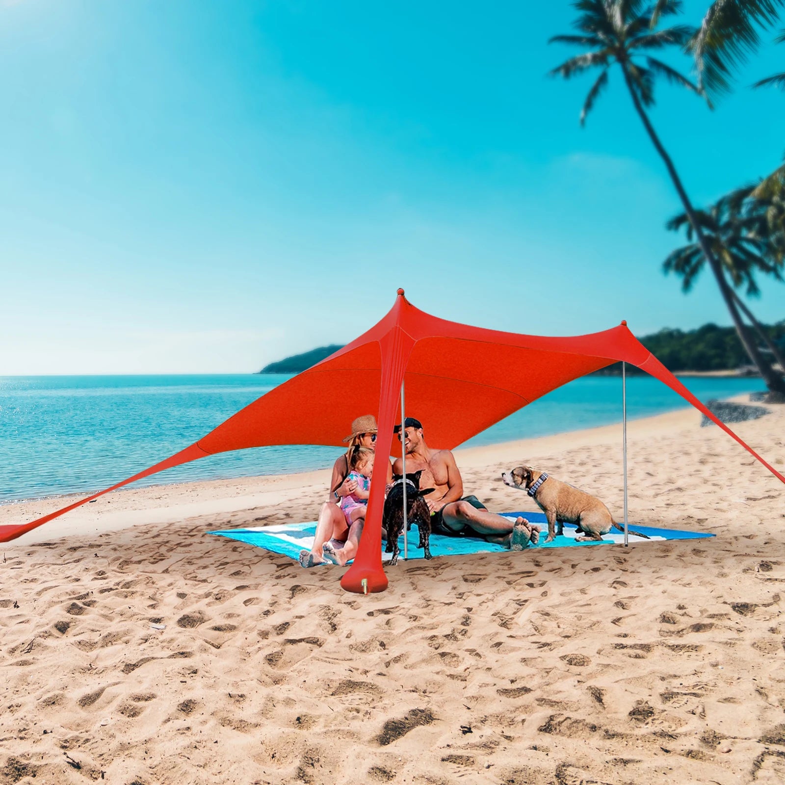 Portable Beach Tent Sun Shelter – UPF50+ Windproof Family Camping Canopy