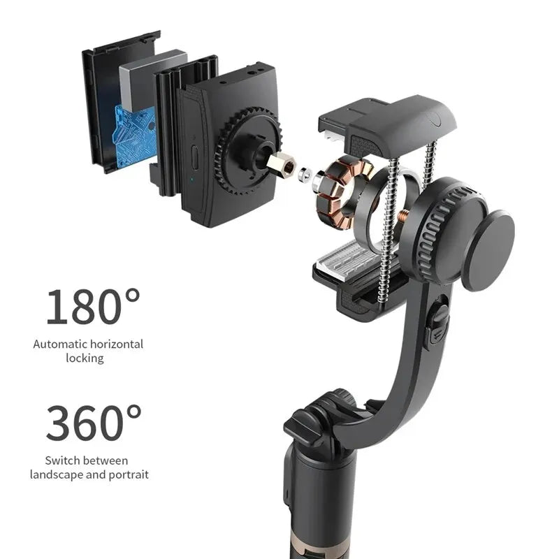 STTKGZD Handheld Gimbal Stabilizer – Bluetooth Selfie Stick Tripod with Fill Light