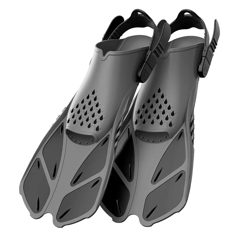 Adjustable Snorkel Fins – Short Silicone Swim Flippers for Adults