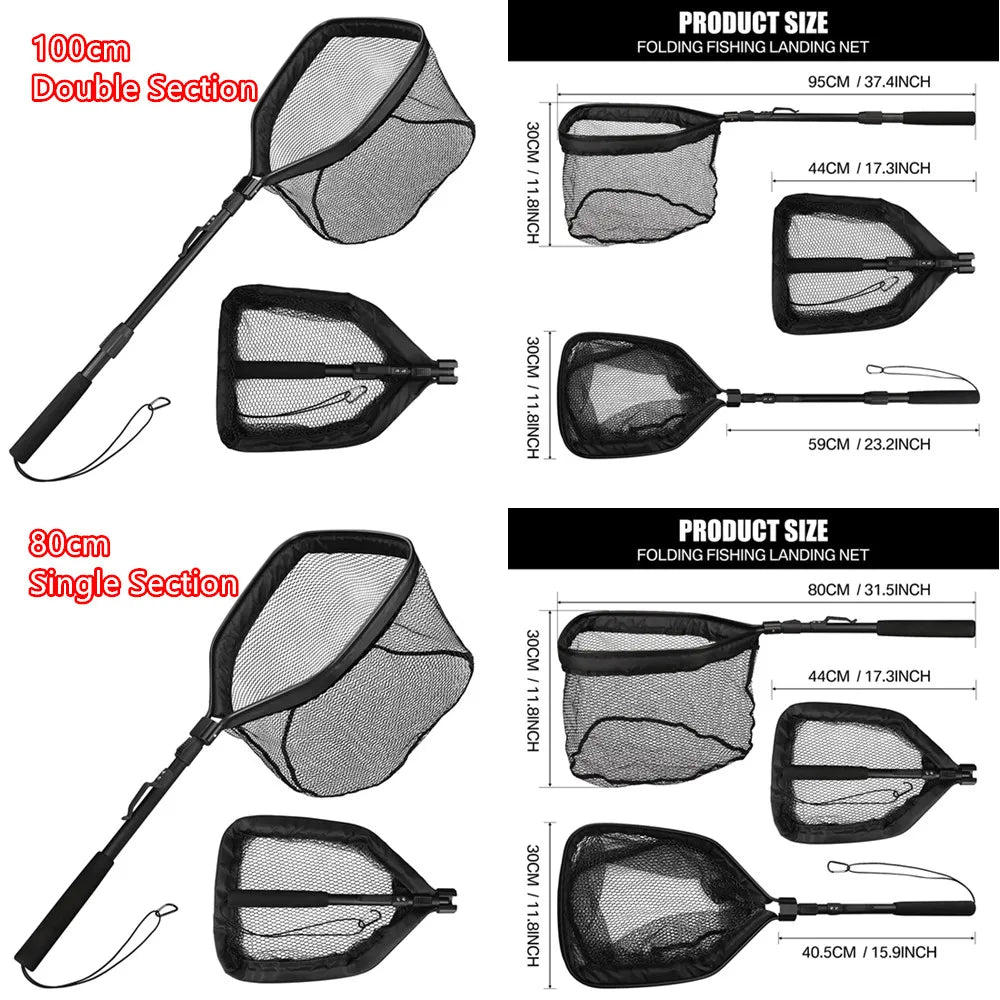 Telescopic Fishing Landing Net – 55cm to 190cm Foldable Floating Net