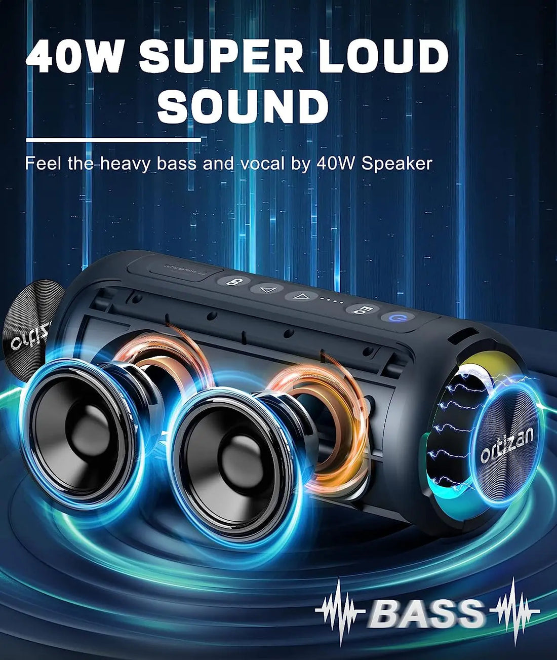 Ortizan X8 Pro Waterproof Bluetooth Speaker – Bass Boost & Dual Pairing