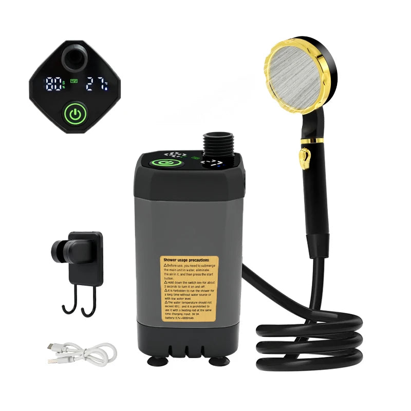 Portable Camping Shower Pump Kit with Digital Display