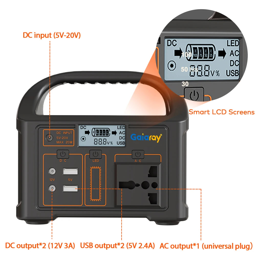 300W/500W Portable Power Station – 460Wh Solar Generator with LiFePO4 Battery