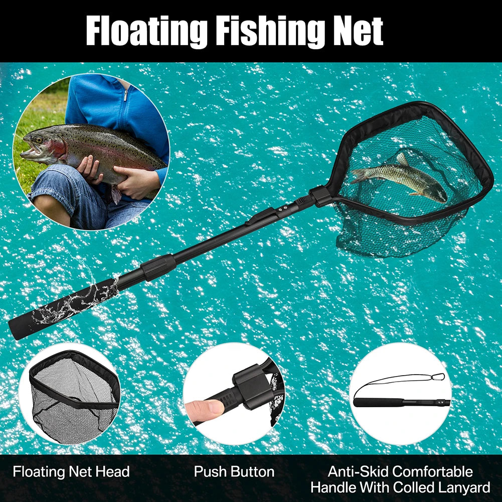 Telescopic Fishing Landing Net – 55cm to 190cm Foldable Floating Net