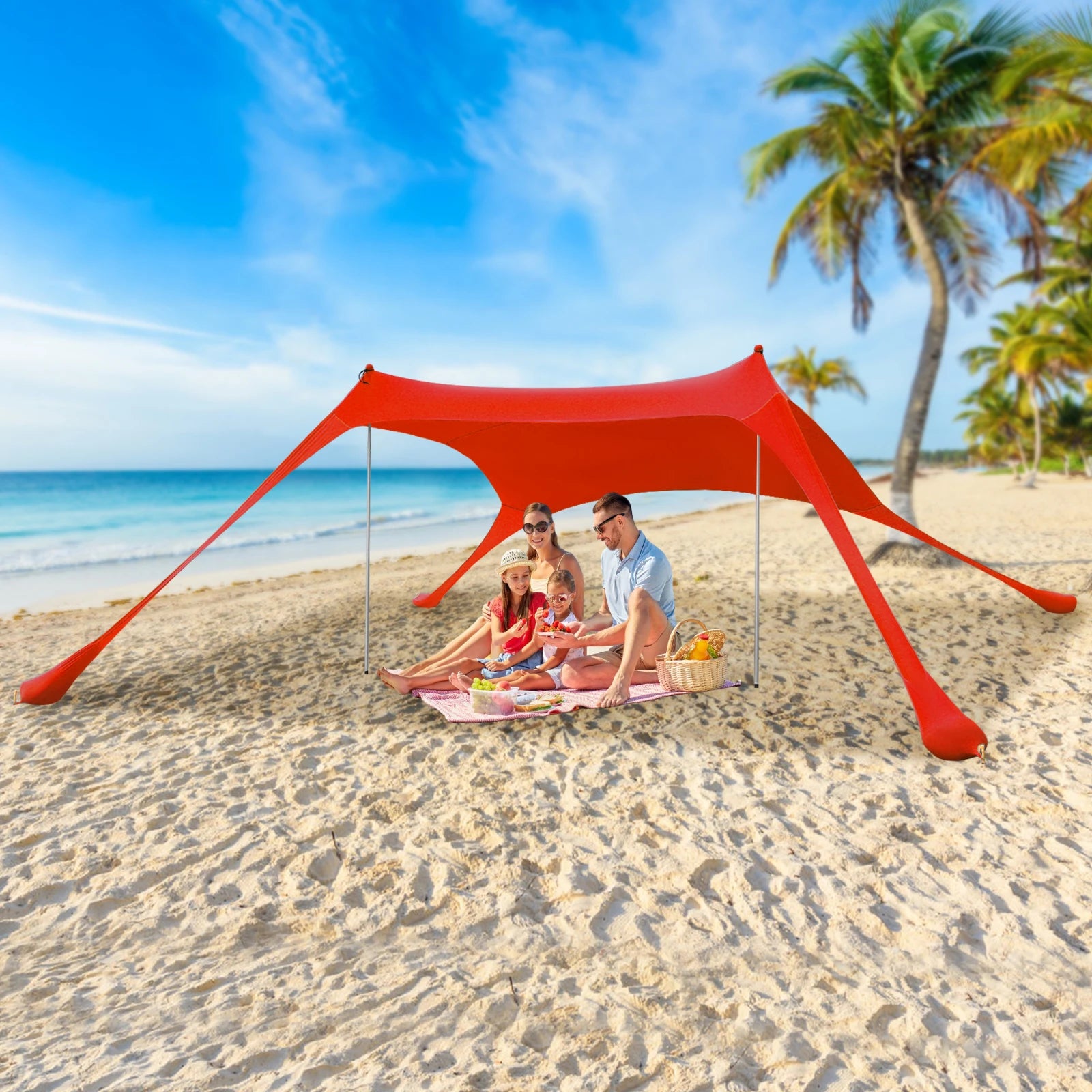 Portable Beach Tent Sun Shelter – UPF50+ Windproof Family Camping Canopy