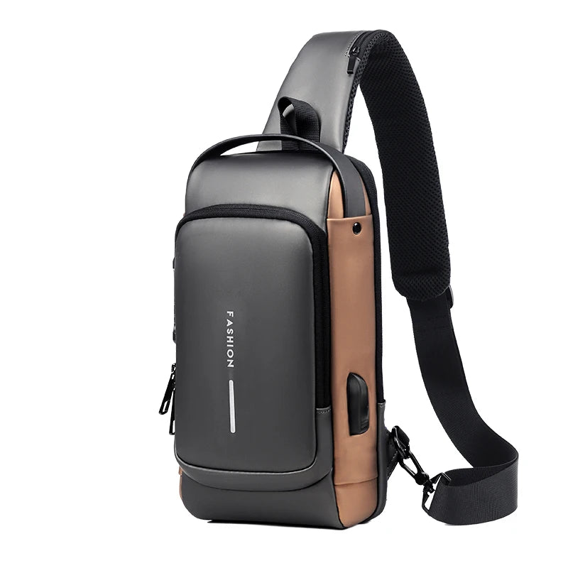 Men’s Crossbody Sling Bag – Multifunction Chest Pack with USB Charging & Anti-Theft Design