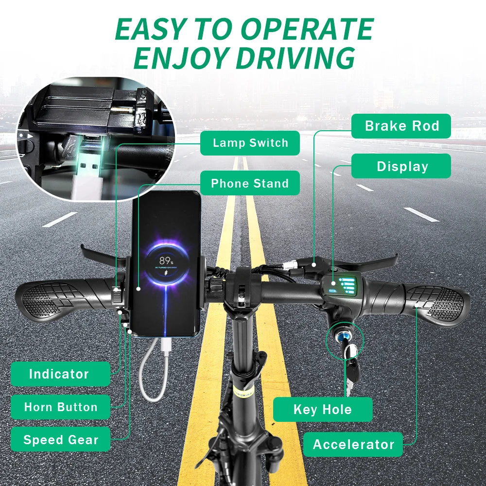 IDOTATA 48V 10Ah Foldable Electric Bike – 400W Motor, Urban Commuter Mini E-Bike