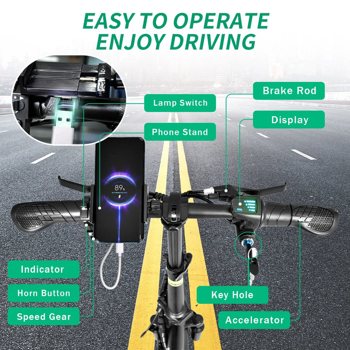 IDOTATA 48V 10Ah Foldable Electric Bike – 400W Motor, Urban Commuter Mini E-Bike