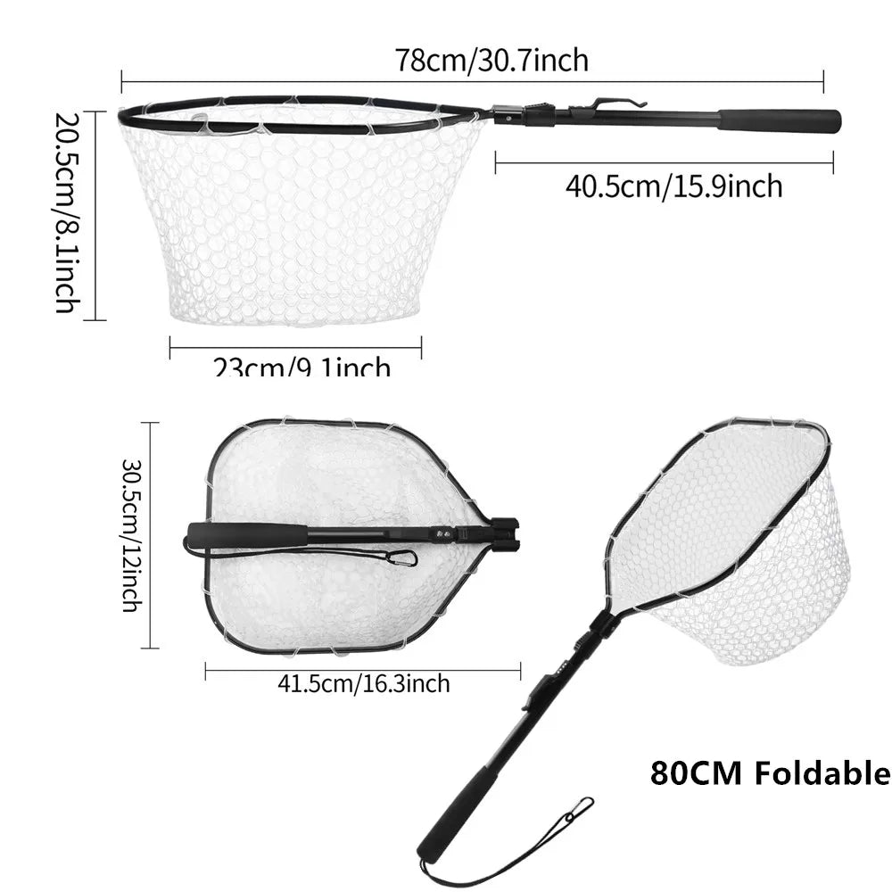 Telescopic Fishing Landing Net – 55cm to 190cm Foldable Floating Net