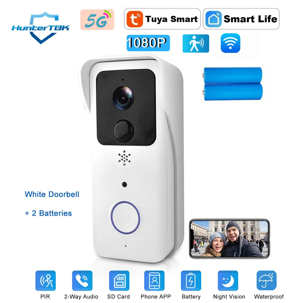 1080P Tuya Smart WiFi Video Doorbell – 5G/2.4G, Waterproof, Wireless