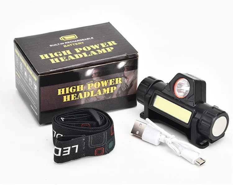 Outdoor LED Headlamp – Long Battery Life, Rechargeable Magnetic Headlight for Night Fishing