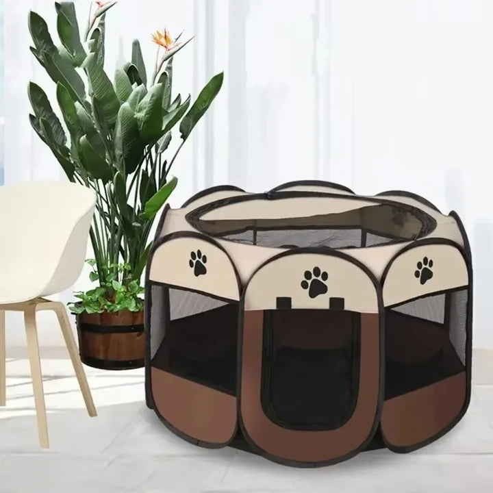 Foldable Portable Pet Tent – Octagonal Cat & Dog Playpen for Travel & Outdoor Use
