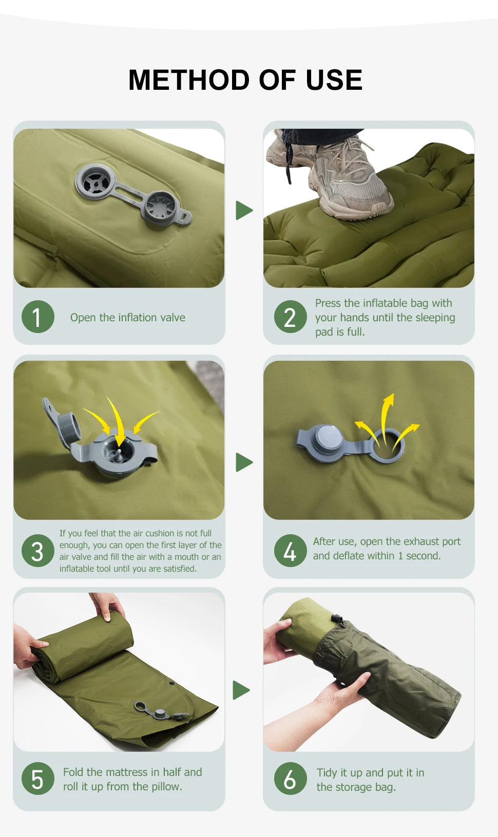 WESTTUNE Inflatable Camping Mattress – Thick Sleeping Pad with Pillow & Built-in Pump