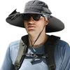 Men’s Wide Brim Solar Fan Hat – UPF50+ Sun Protection, Dual Power