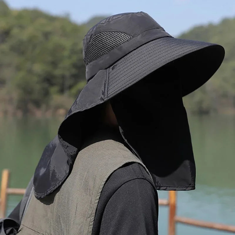 UV Protection Sun Hat with Neck Flap – Outdoor Fishing & Hiking Cap