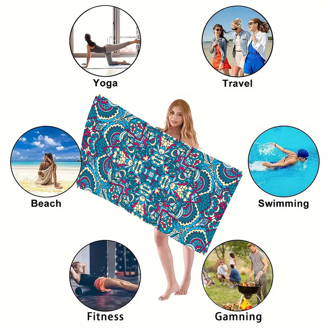 Microfiber Sand-Free Beach Towel – Quick Dry, Soft & Lightweight for Travel