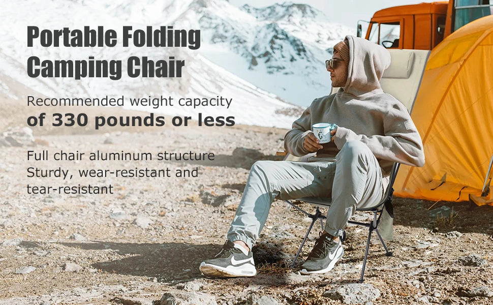 Westtune Portable Folding Camping Chair – Lightweight Aluminum Outdoor Seat with Headrest
