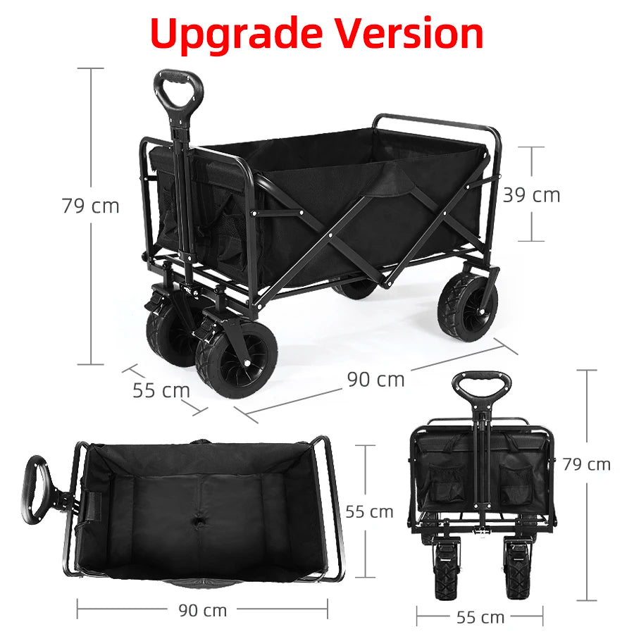 Heavy Duty Folding Utility Wagon – Large Capacity Collapsible Outdoor Cart