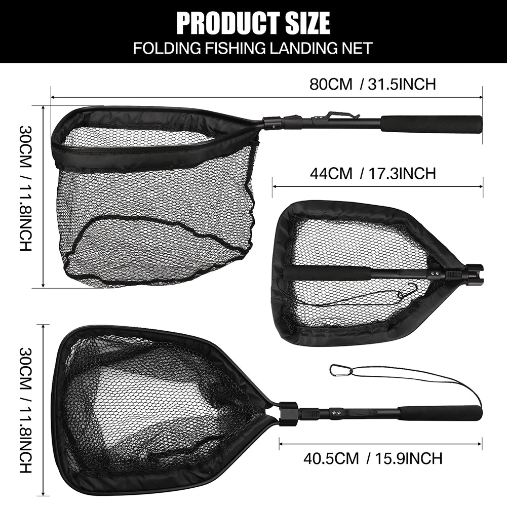 Telescopic Fishing Landing Net – 55cm to 190cm Foldable Floating Net