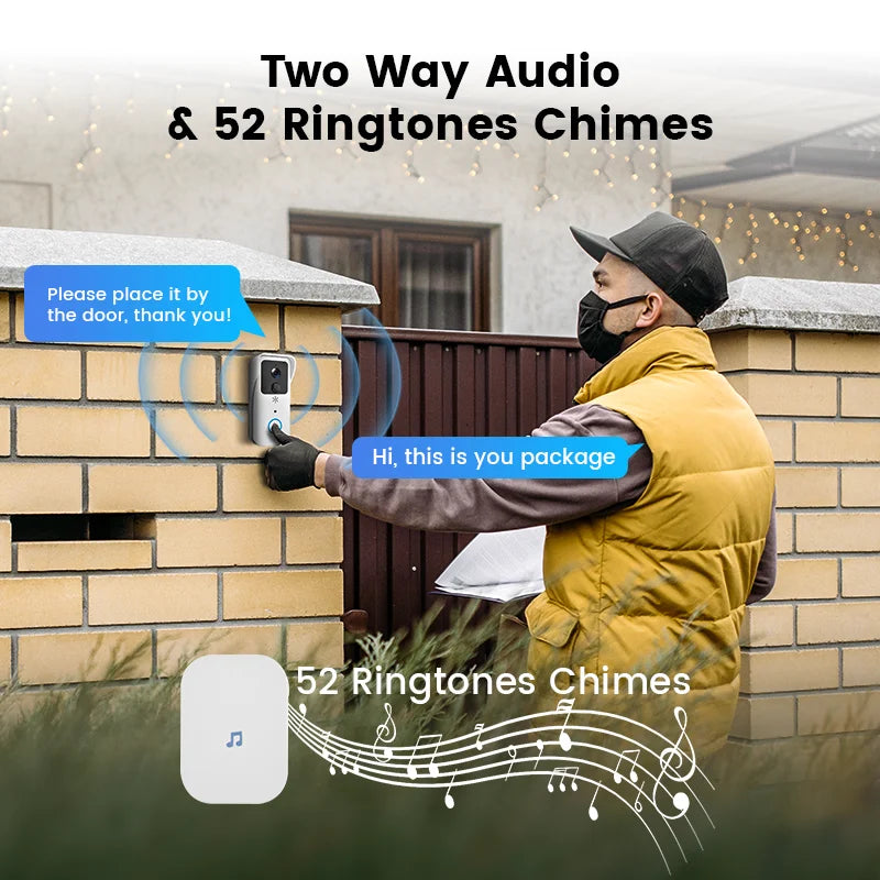 1080P Tuya Smart WiFi Video Doorbell – 5G/2.4G, Waterproof, Wireless