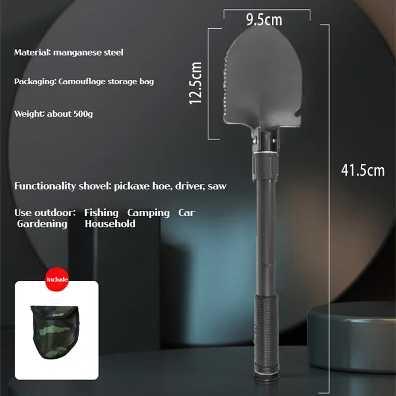 Foldable Camping Shovel – Portable Multifunctional Hiking Entrenching Tool