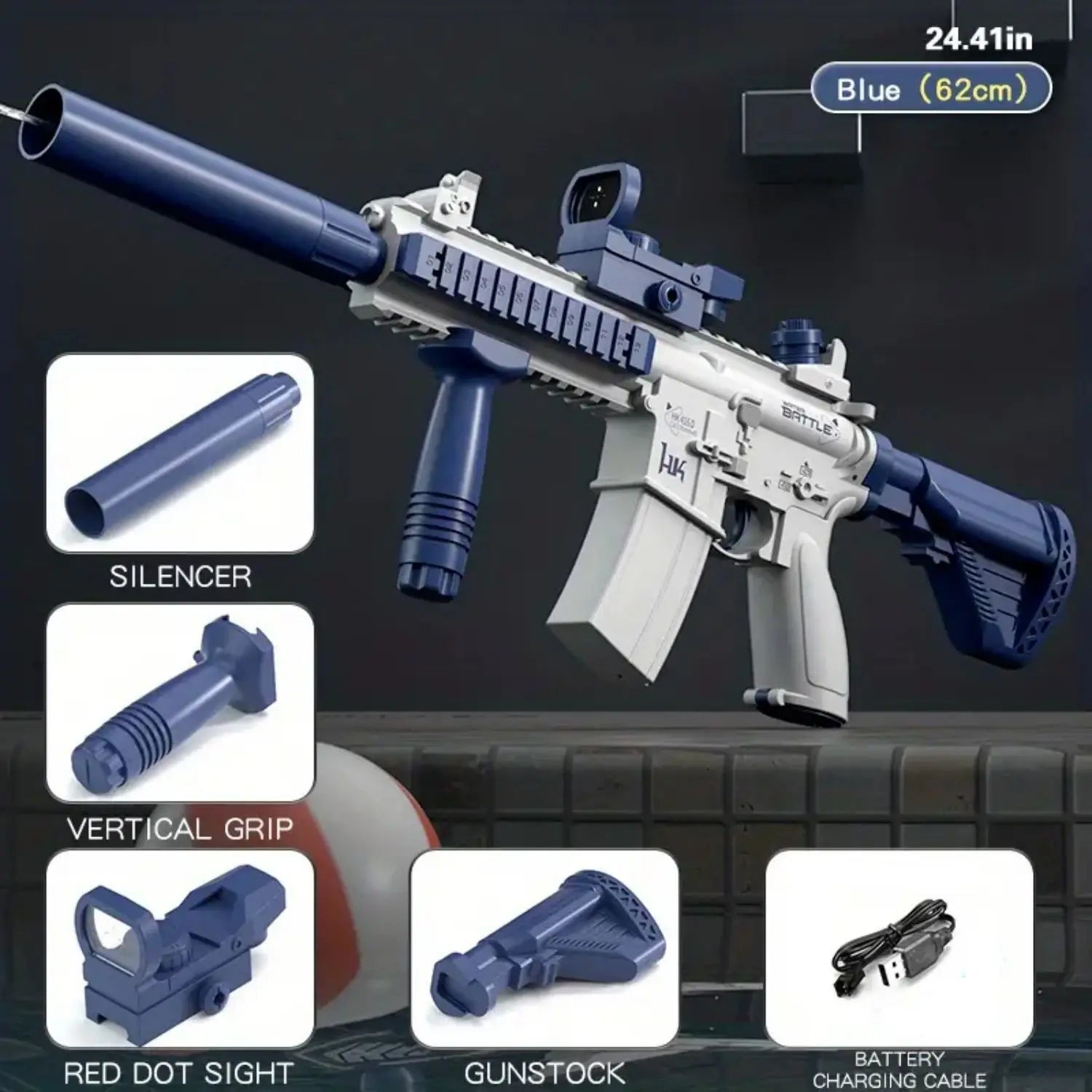 Unilabo M416 Electric Water Gun – Battery Powered with External Water Bottle