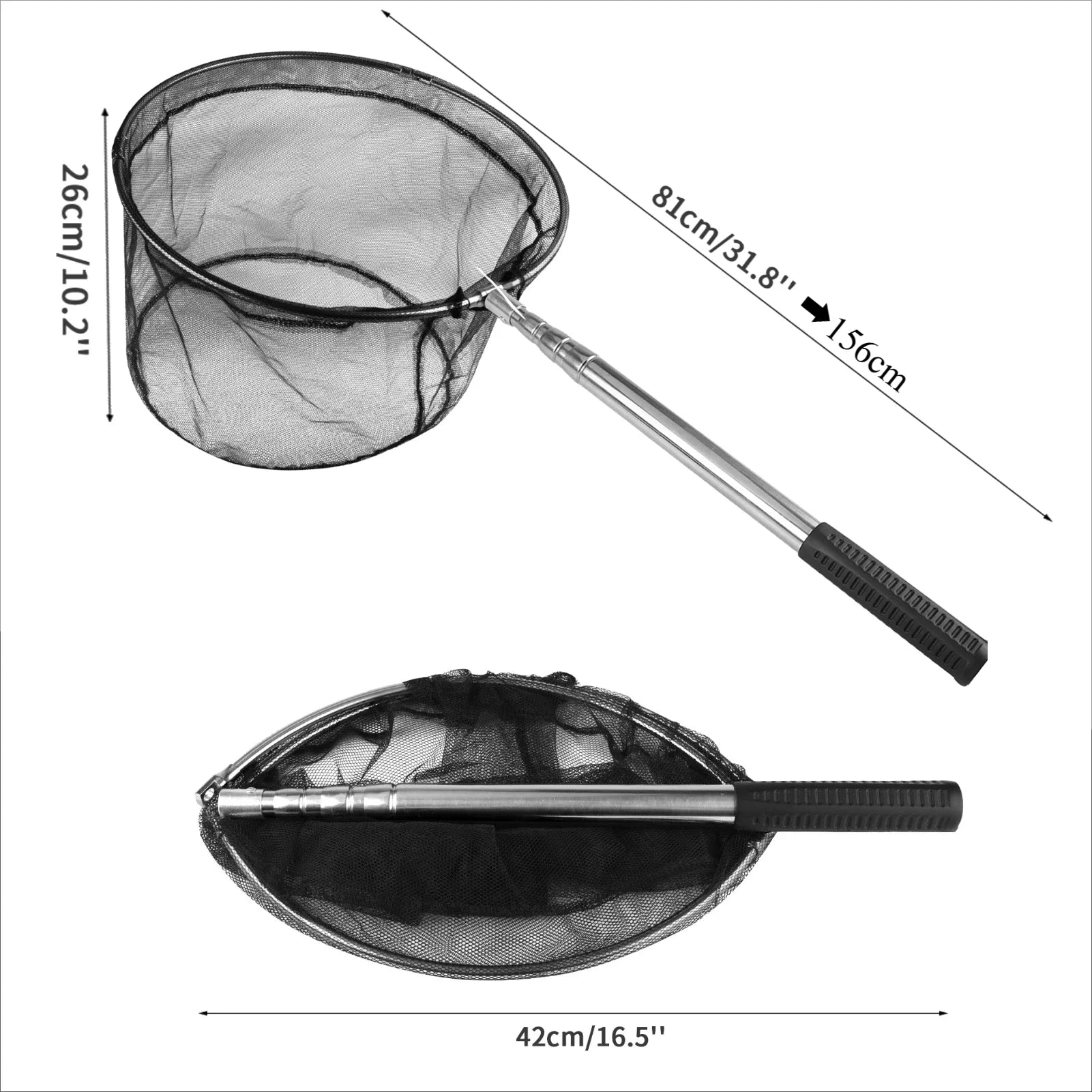 Telescopic Fishing Landing Net – 55cm to 190cm Foldable Floating Net