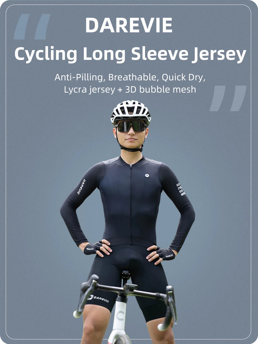 DAREVIE Men’s Cycling Jersey – Summer Long Sleeve Breathable Anti-UV MTB & Road Shirt