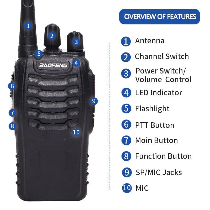 2/4PCS Baofeng BF-888S V2 Walkie Talkies – UHF Dual Band, Long Range Two-Way Radios