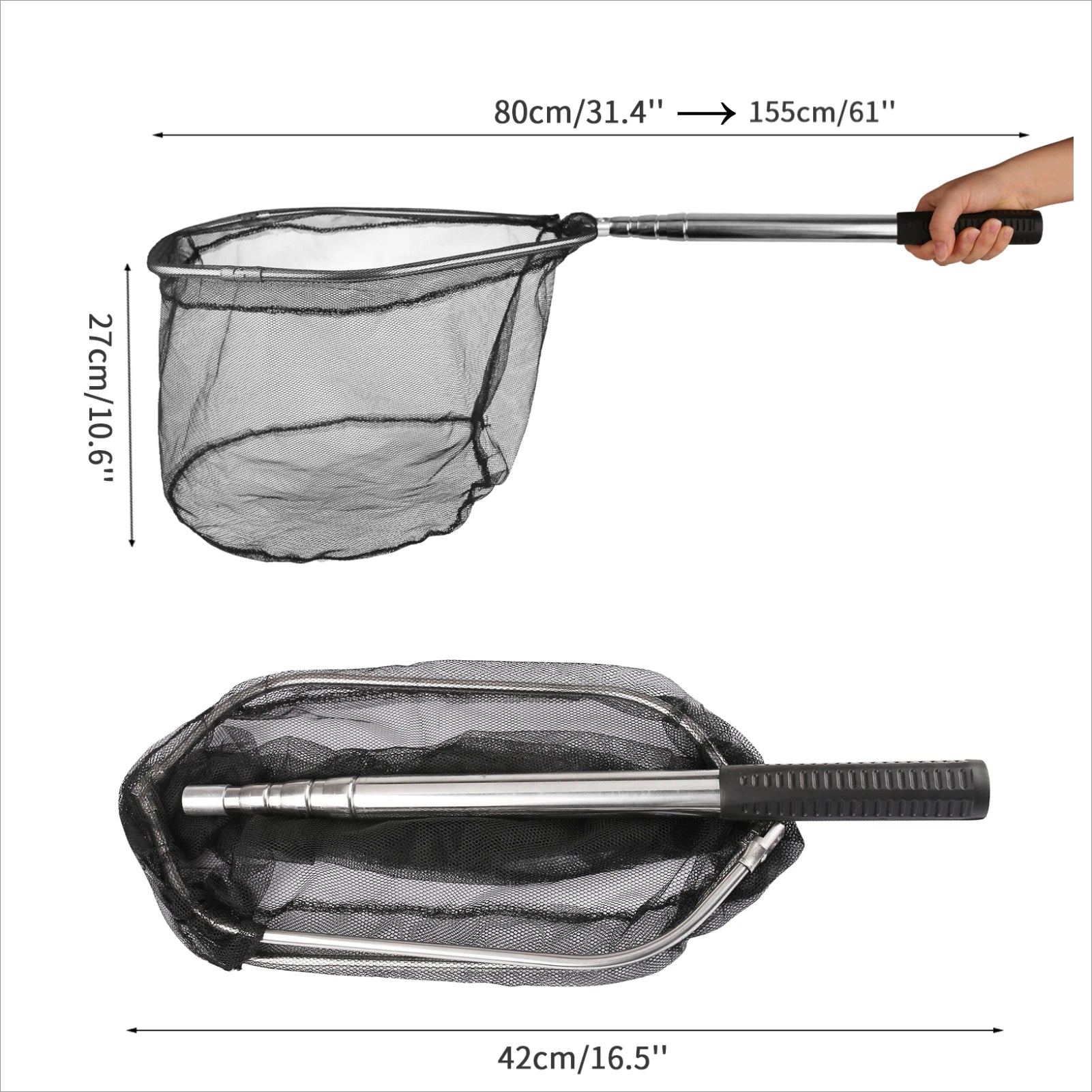 Telescopic Fishing Landing Net – 55cm to 190cm Foldable Floating Net