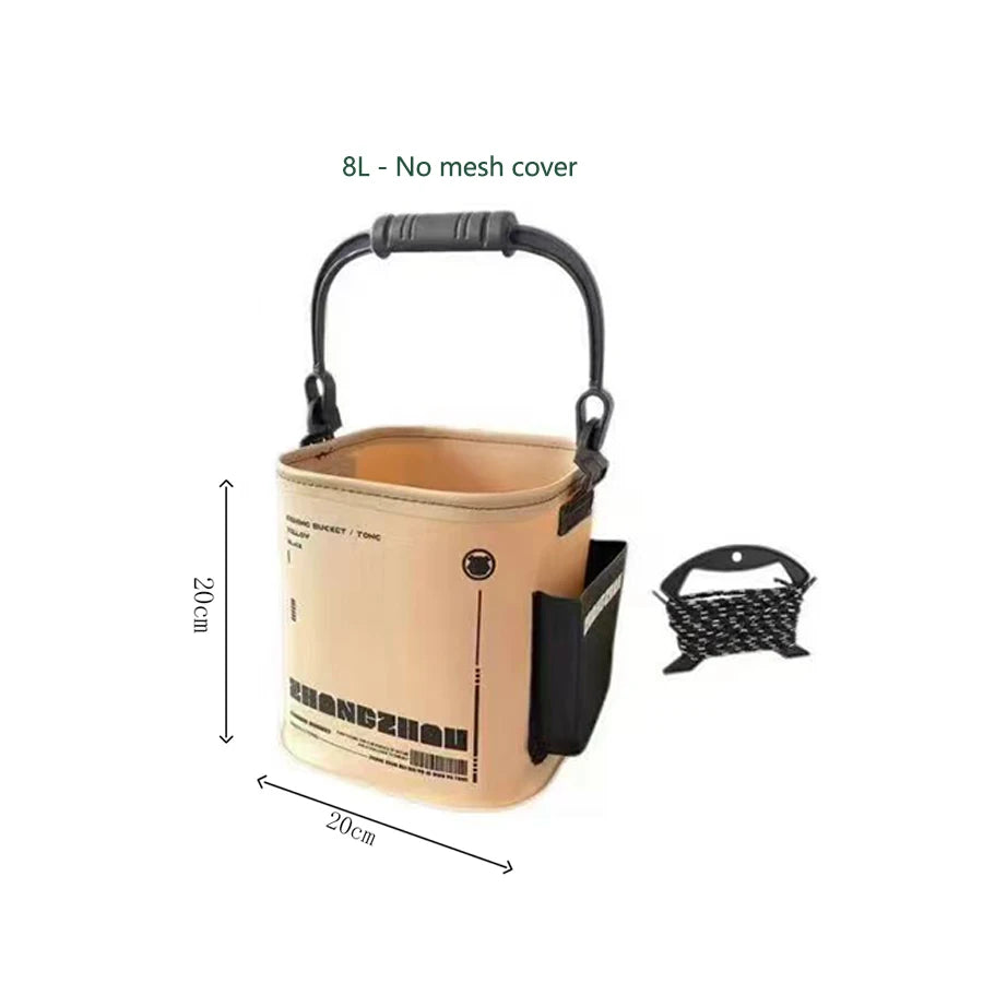 Foldable Fishing Bucket – Portable EVA Live Fish Water Bucket with Rope