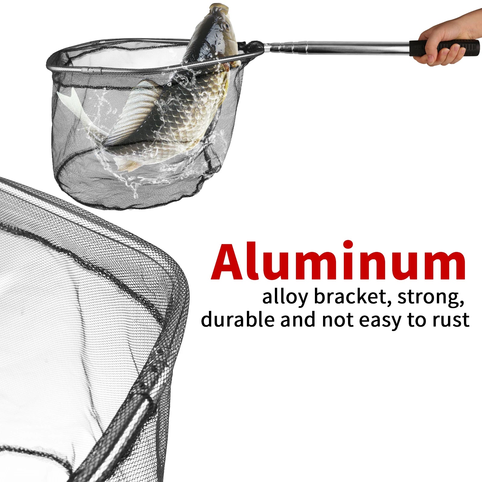 Telescopic Fishing Landing Net – 55cm to 190cm Foldable Floating Net