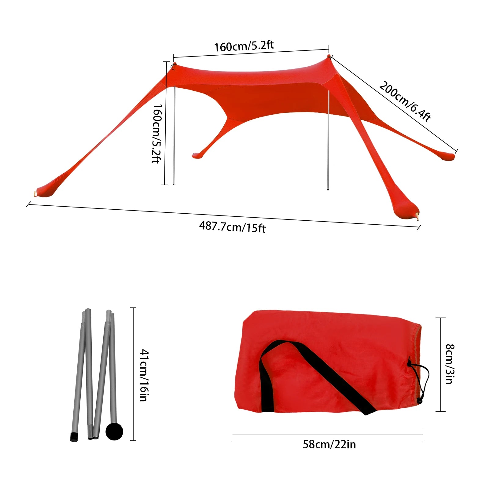 Portable Beach Tent Sun Shelter – UPF50+ Windproof Family Camping Canopy