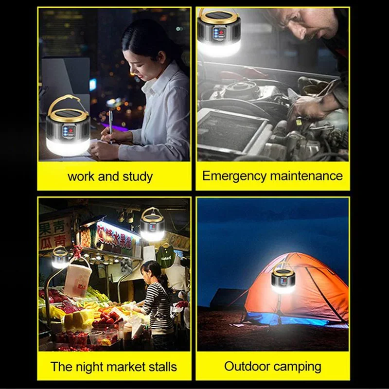 LED Camping Light Waterproof Rechargeable Tent Lamp Portable Lanterns Emergency Lights Market Lamp Energy Saving Bulb