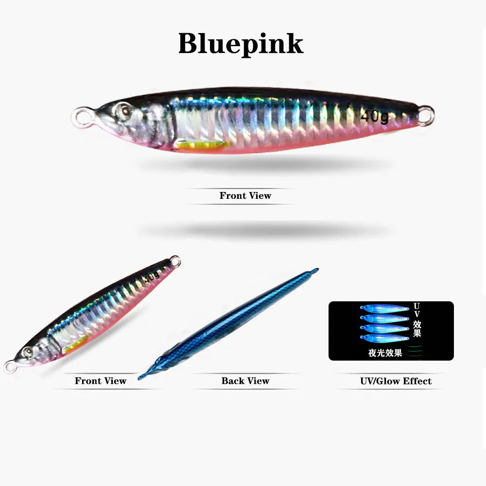 AS Slow Jig UV Glow Metal Lure – 3D Print Sinking Jigging Bait (40g–80g)