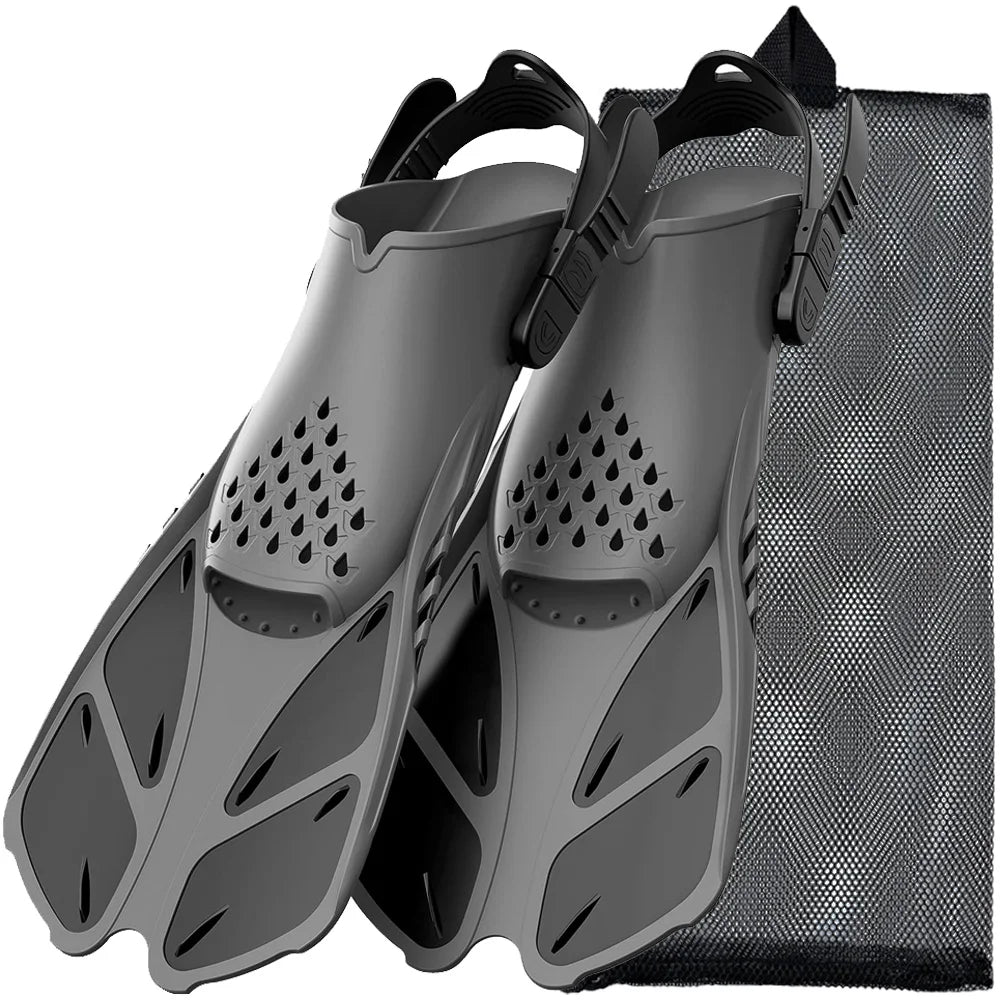 Adjustable Snorkel Fins – Short Silicone Swim Flippers for Adults
