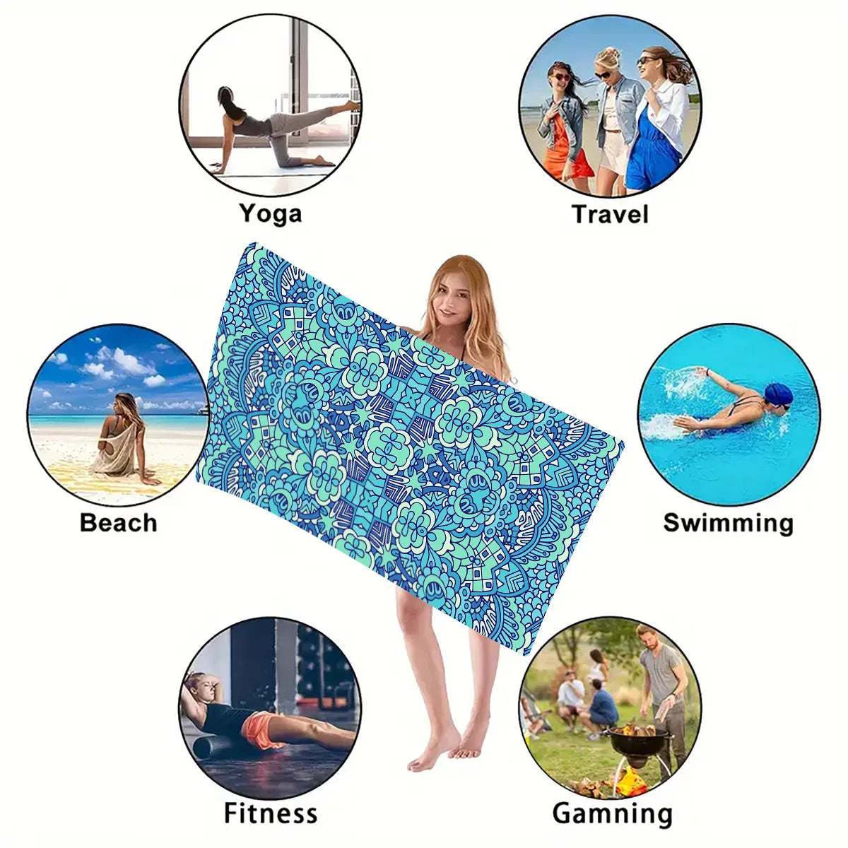 Microfiber Sand-Free Beach Towel – Quick Dry, Soft & Lightweight for Travel