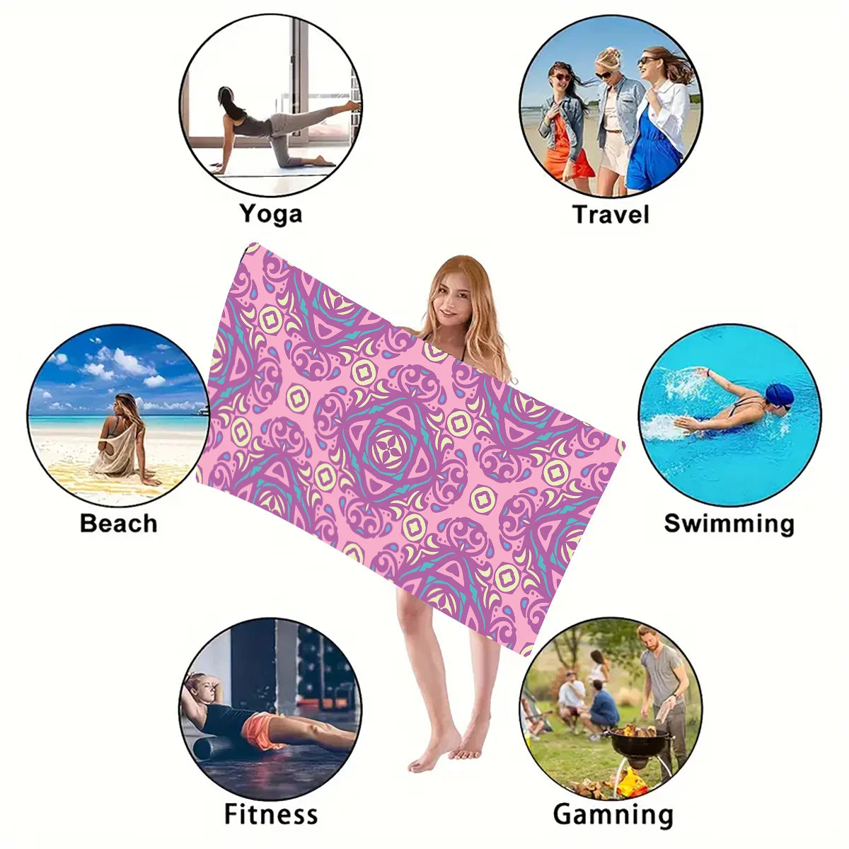 Microfiber Sand-Free Beach Towel – Quick Dry, Soft & Lightweight for Travel