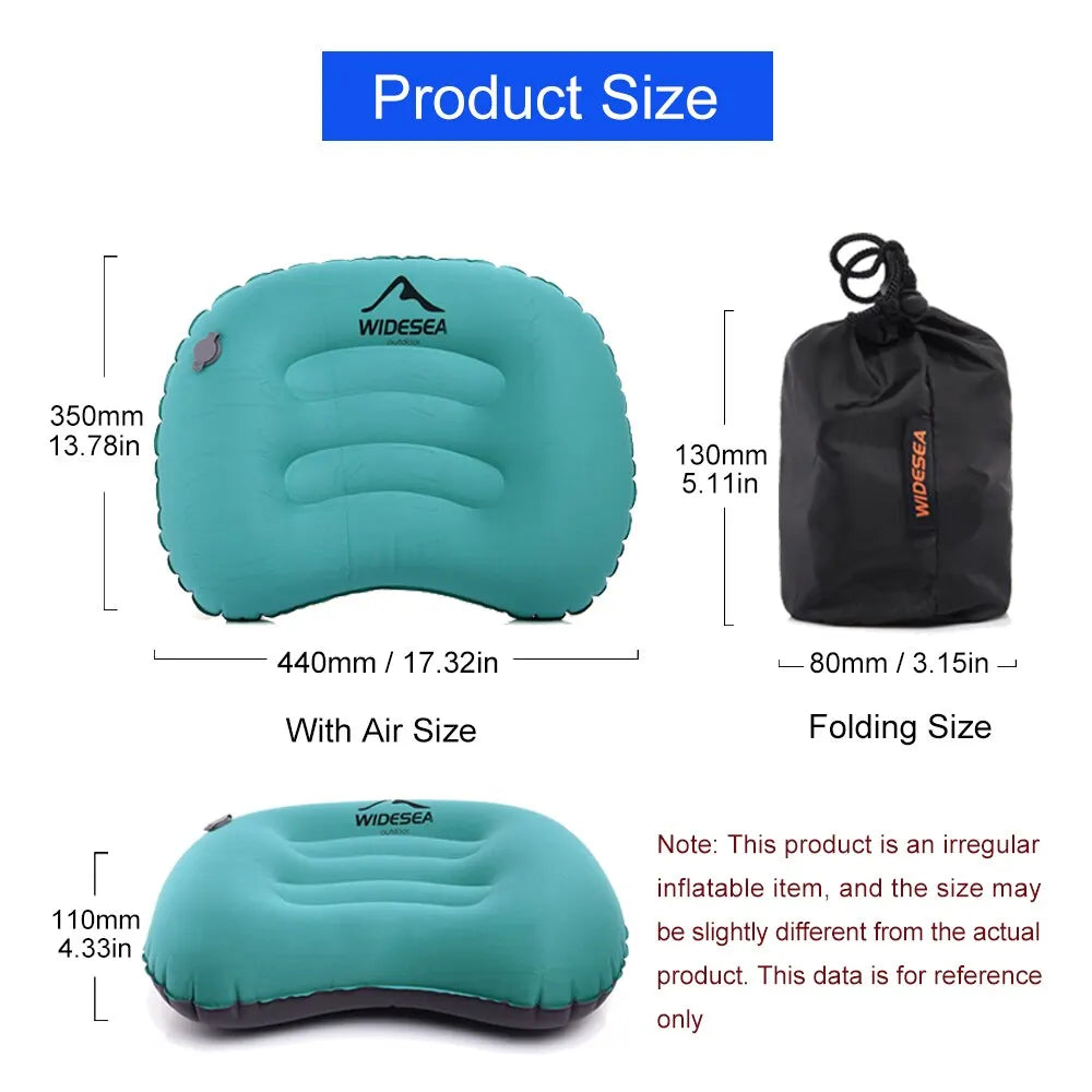 Widesea Portable Inflatable Camping Pillow – Compact Folding Air Cushion