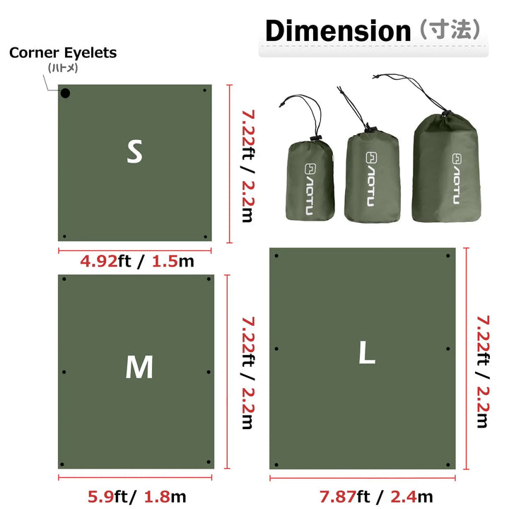 Waterproof Camping Tarp – Tent Rain Fly, Hammock Shelter & Ground Mat