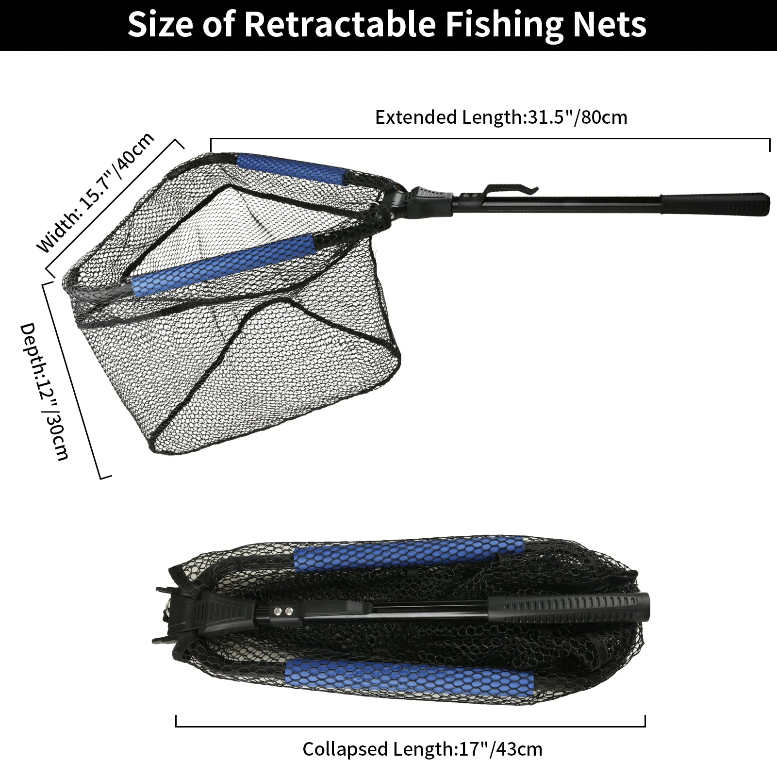 Telescopic Fishing Landing Net – 55cm to 190cm Foldable Floating Net
