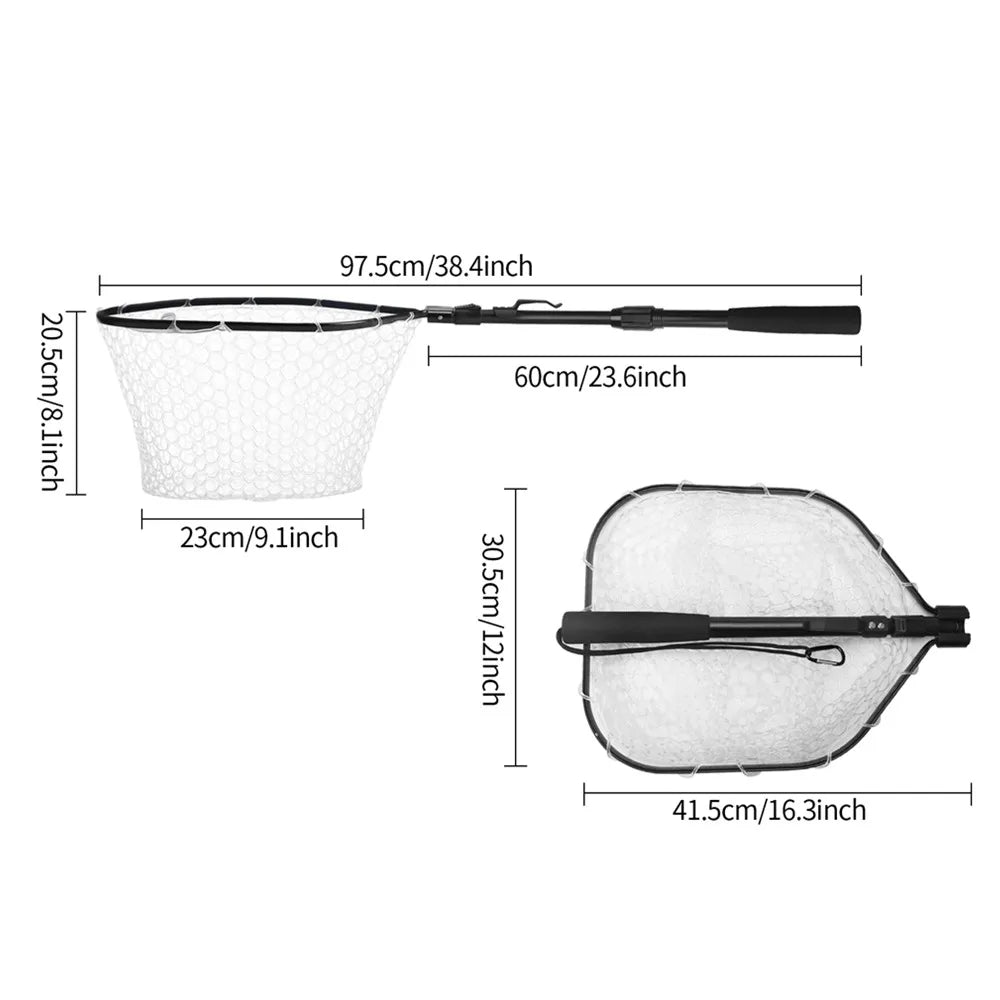 Telescopic Fishing Landing Net – 55cm to 190cm Foldable Floating Net