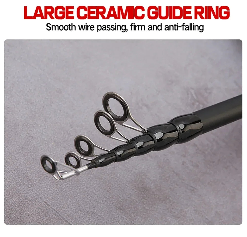 Telescopic Carbon Fishing Rod – 1.5M to 2.4M Spinning/Baitcasting