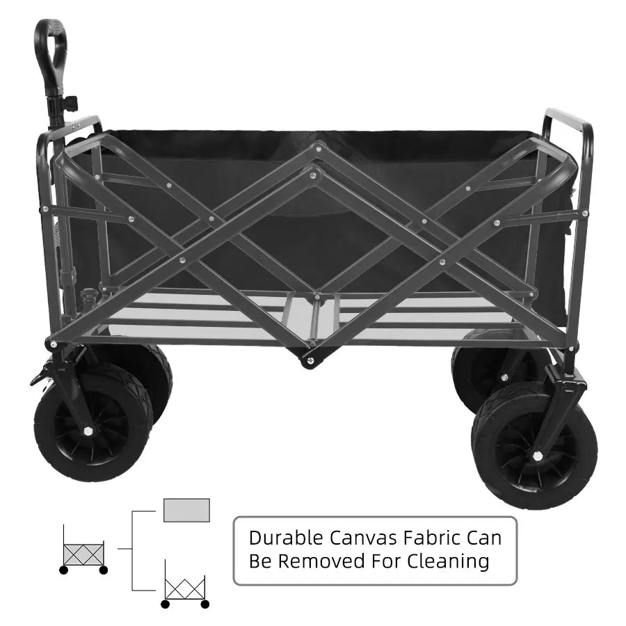 Heavy Duty Folding Utility Wagon – Large Capacity Collapsible Outdoor Cart